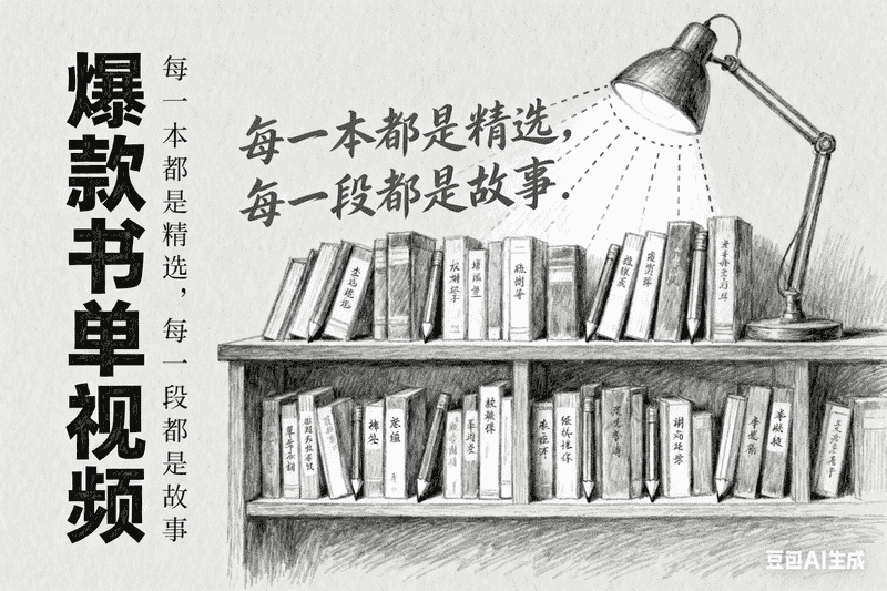 爆款书单视频-铅笔画风格,AI我帮您-AIGC