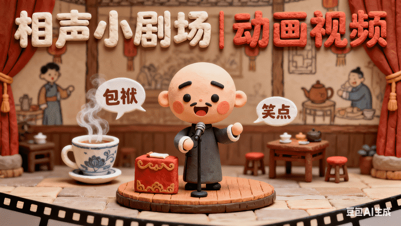 相声小剧场-动画视频【速创剪映小助手】,AI我帮您-AIGC